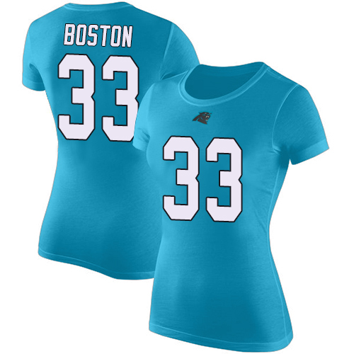 Carolina Panthers Blue Women Tre Boston Rush Pride Name and Number NFL Football #33 T Shirt->women nfl jersey->Women Jersey